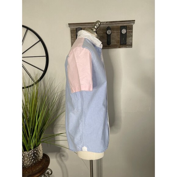 FOREVER 21 Tri-Color Men's Short Sleeve Button-Down Oxford Shirt Size L - Picture 2 of 7